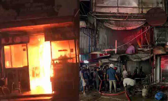 வவுனியா நகர பகுதில் தீப்பற்றிய உணவகம்!