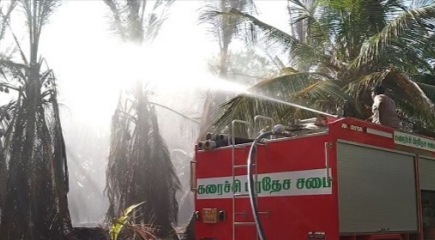 கிளிநொச்சியில் தீ விபத்து – தென்னந்தோப்பு எரிந்து நாசம்