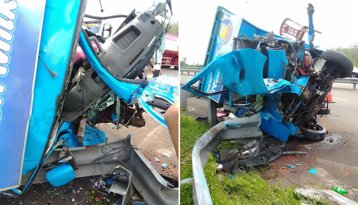 ஐஸ்கிரீம் விற்பனைசெய்யும் வாகனம் பாதுகாப்பு வேலியில் மோதி விபத்து! தம்பதியினர் காயம்