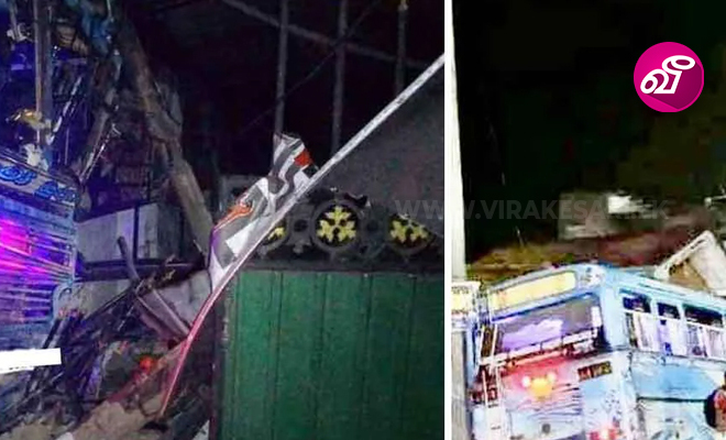 தெனியாயவிலிருந்து கொழும்பு நோக்கி பயணித்த பஸ் விபத்து : பஸ் நடத்துனருக்கு காயம்