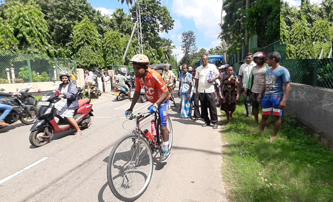 நீர்கொழும்புமுதல் யாழ்.வரை சைக்கிளில் முதியவரின் சாதனை பயணிக்கும் முயற்சி!