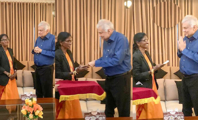 அகிலத்திருநாயகியை நேரில் சந்தித்து ஜனாதிபதி பாராட்டு