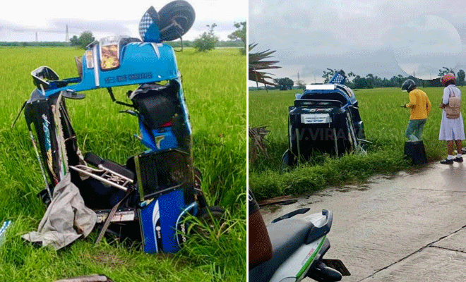 ஓட்டோ கவிழ்ந்து விபத்து சாரதி, இரு மாணவர் காயம்