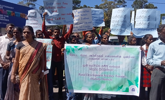 சர்வதேச சமூக நீதி தினத்தில் நுவரெலியாவில் உரிமை கோரி போராட்டம்